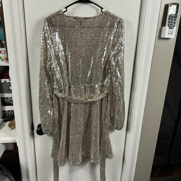 Abbey Clancy x Lipsy Sequin Wrap Mini Dress - Picture 7 of 8